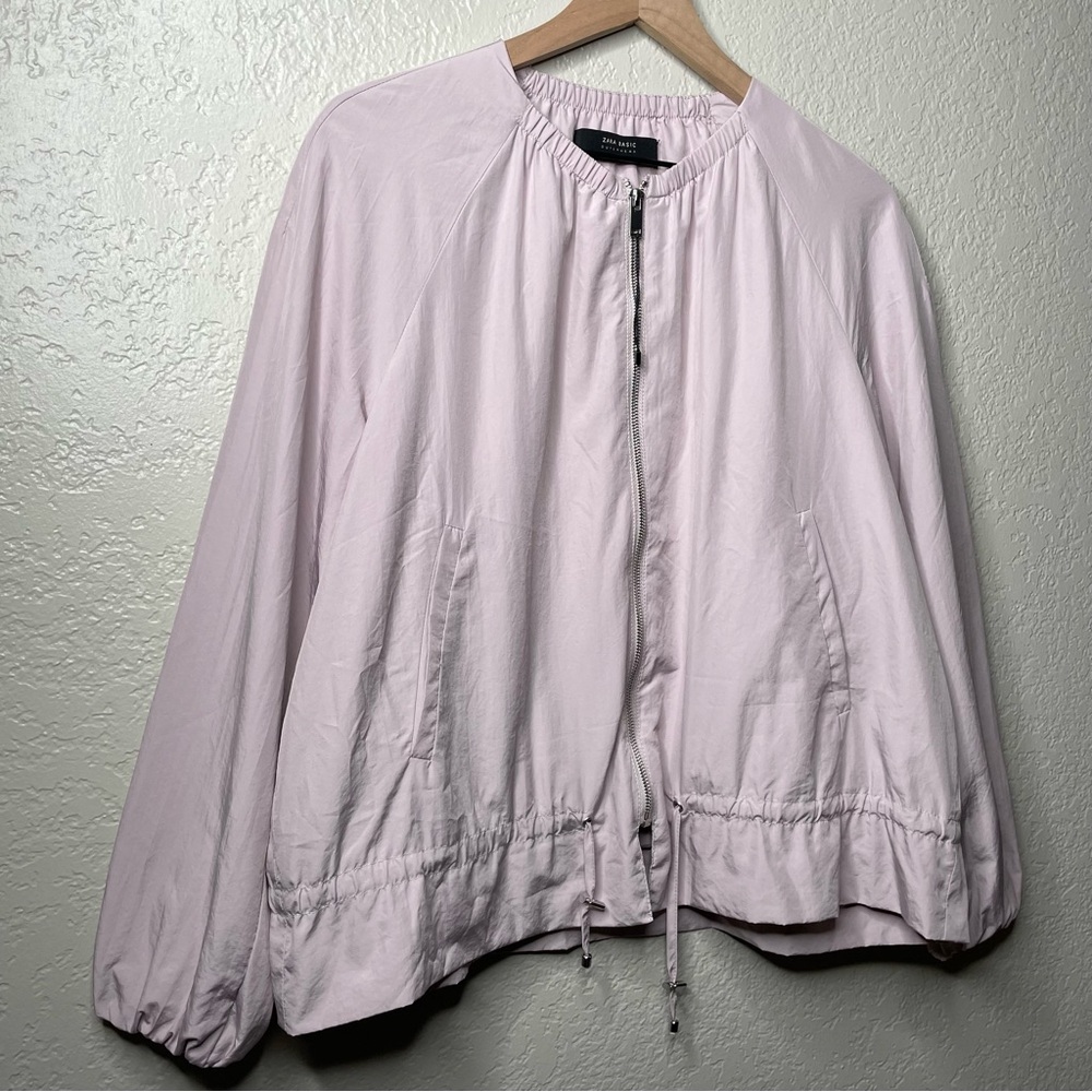 Zara Basic Outwear Pink Windbreaker Scrunched Waist - Picture 7 of 10